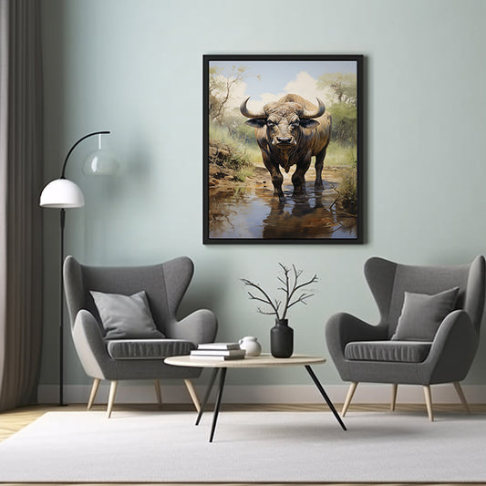 African Buffalo Majesty, Safari Art Prints for Walls, Animal Print Poster