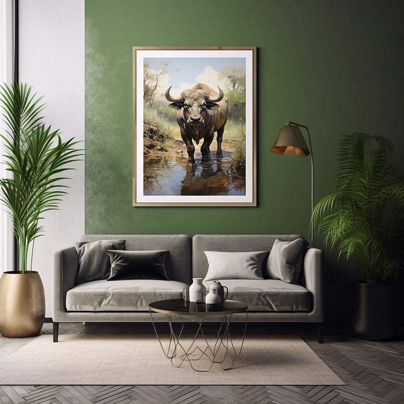 African Buffalo Majesty, Safari Art Prints for Walls, Animal Print Poster