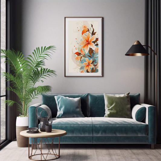 Petals in Harmony Exquisite Floral Line Drawings Flower Wall Art Print Poster