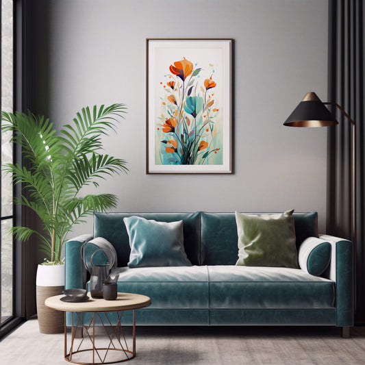 Minimalist Blooms Floral Line Art Posters, Flower Wall Art Decor Print Poster