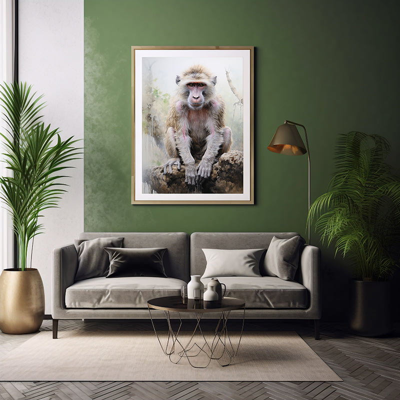 Safari Smiles Baboon Art Posters, Jungle Wildlife Art Print Poster