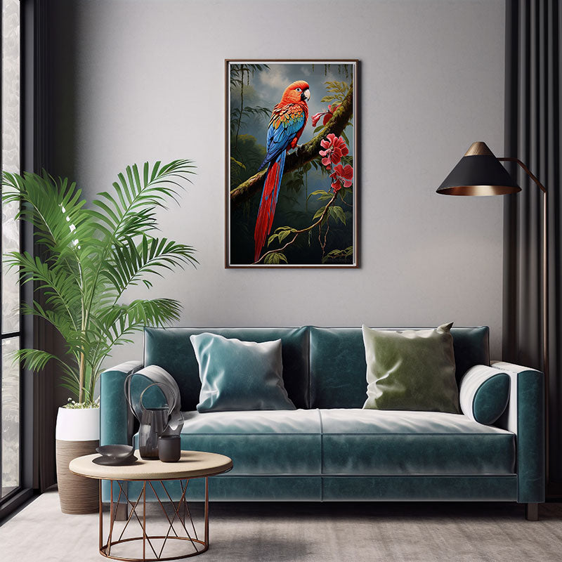 Tropical Crimson Rosella Bird Jungle Bird Wall Art Decor Exotic Bird Print