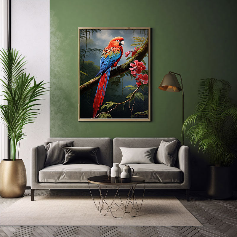 Tropical Crimson Rosella Bird Jungle Bird Wall Art Decor Exotic Bird Print