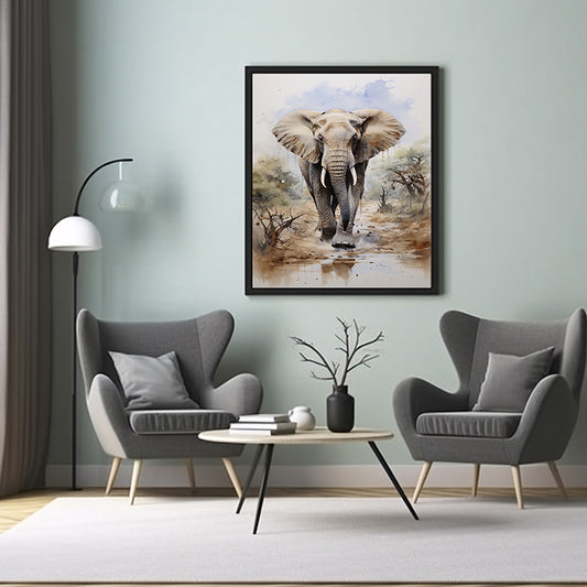 Elephant Safari Art Posters, Jungle Art, Safari Animal, Elephant Poster Print