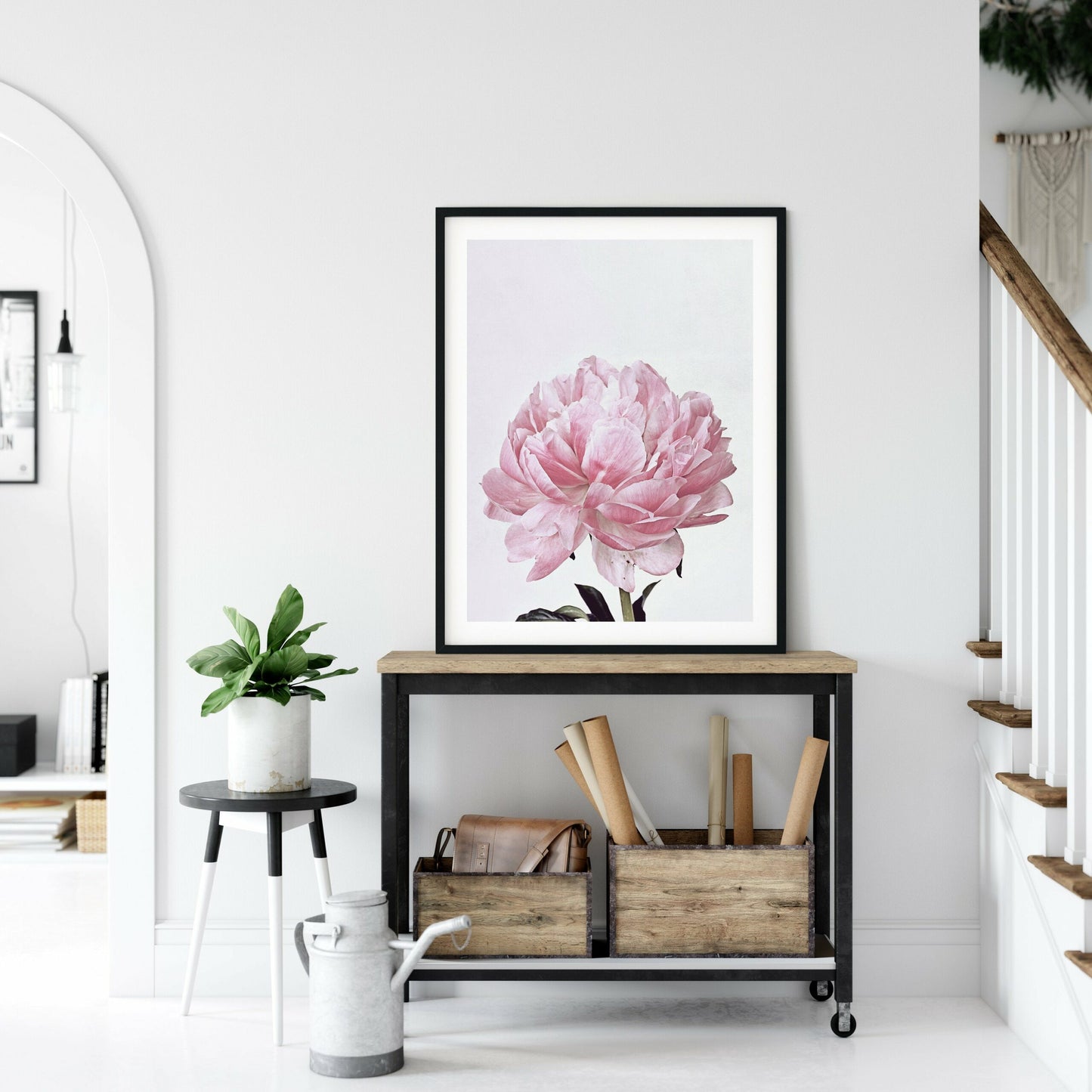 Pink Peony Flower Poster Print Wall Art Decor