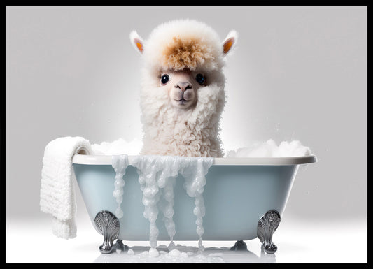 Baby Alpaca in Bath Digital Nursery Bedroom Artwork Wall Art Decor Poster Prints