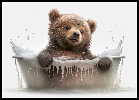 Baby Bear in Bath Digital Nursery Bedroom Artwork Wall Art Decor Poster Prints
