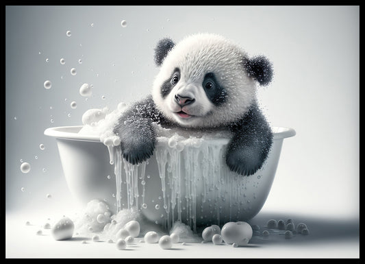 Baby Panda in Bath Digital Nursery Bedroom Artwork Wall Art Decor Poster Prints