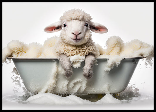 Baby Sheep in Bath Digital Nursery Bedroom Artwork Wall Art Decor Poster Prints