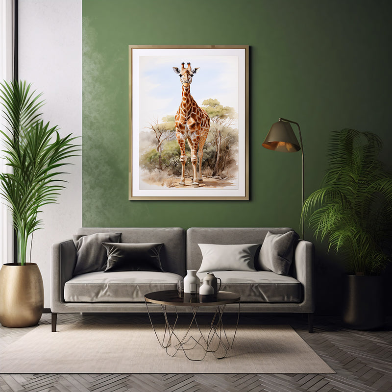 Giraffe Wonder Wildlife Art Prints , Wildlife Art Decor Poster Print