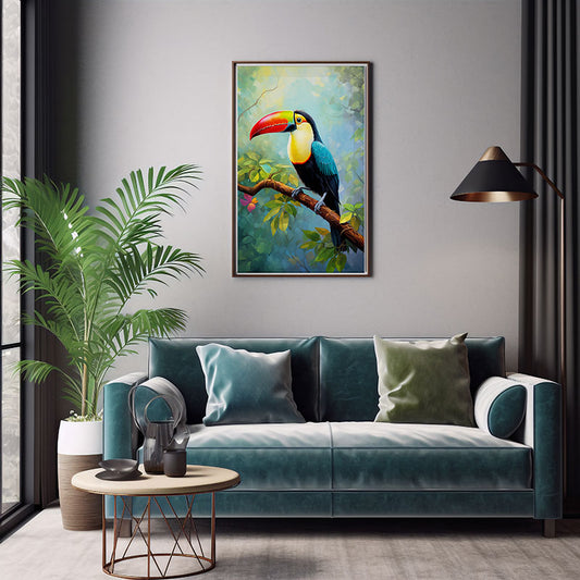 Keel Billed Toucan Jungle Print Decor Wall Art Decor Tropical Wild Bird Print