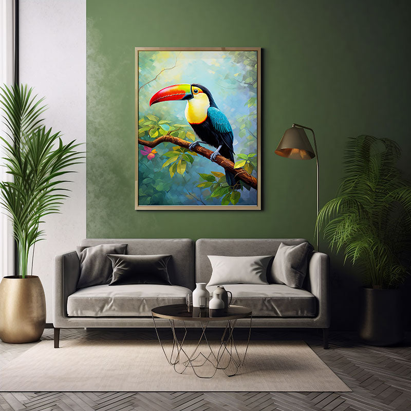 Keel Billed Toucan Jungle Print Decor Wall Art Decor Tropical Wild Bird Print