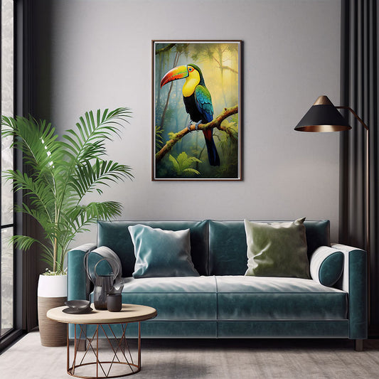 Keel Billed Toucan Jungle Print Wall Art Decor Tropical Wild Bird Poster