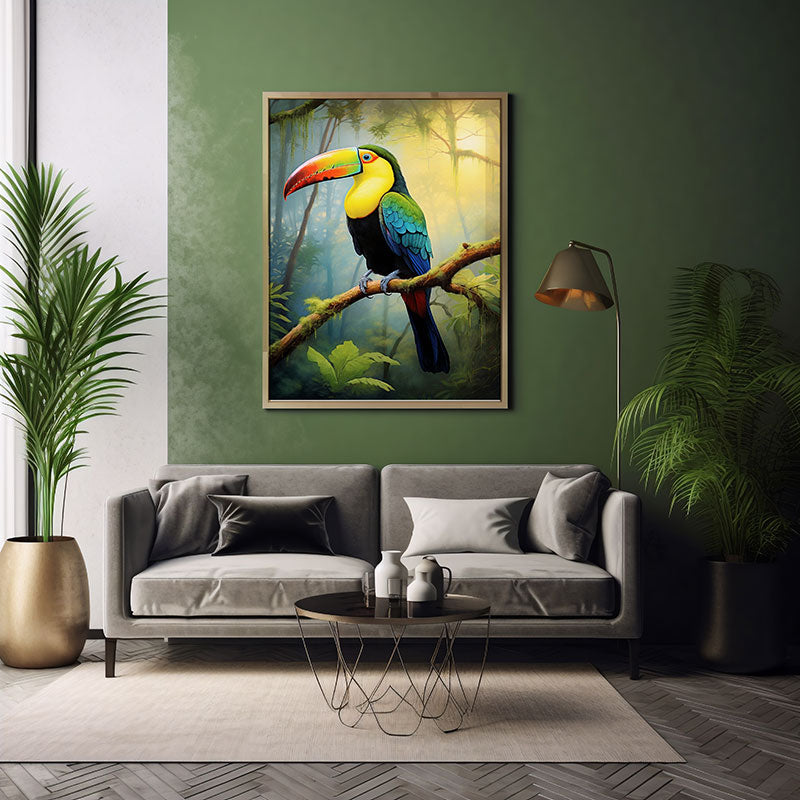 Keel Billed Toucan Jungle Print Wall Art Decor Tropical Wild Bird Poster