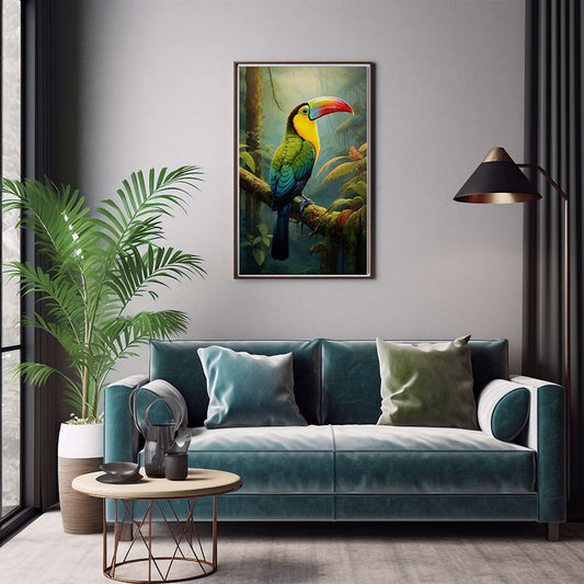 Keel Billed Toucan Jungle Bird Print Wall Art Decor Tropical Wild Bird Poster