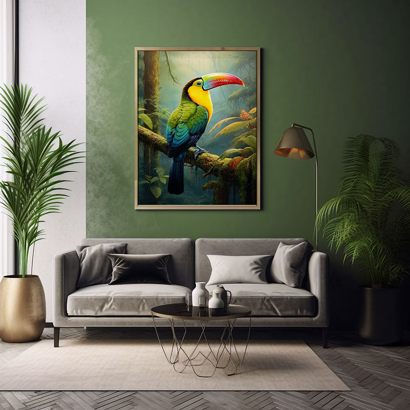 Keel Billed Toucan Jungle Bird Print Wall Art Decor Tropical Wild Bird Poster