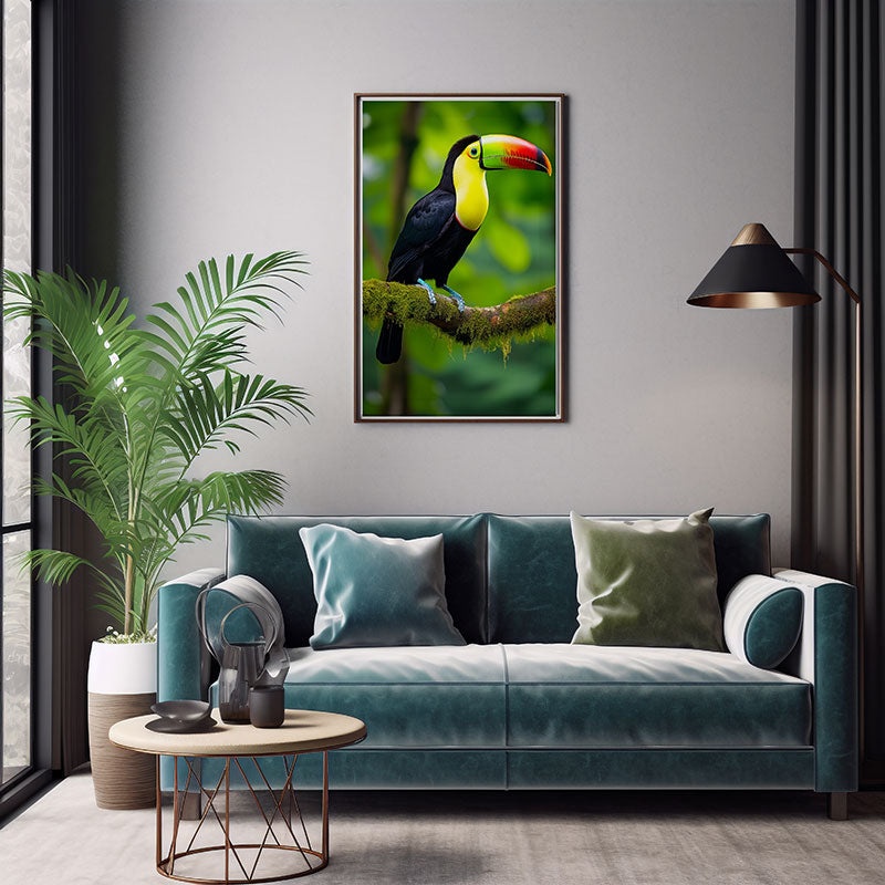 Keel Billed Toucan Jungle Bird Poster Wall Art Print Tropical Wild Bird Decor
