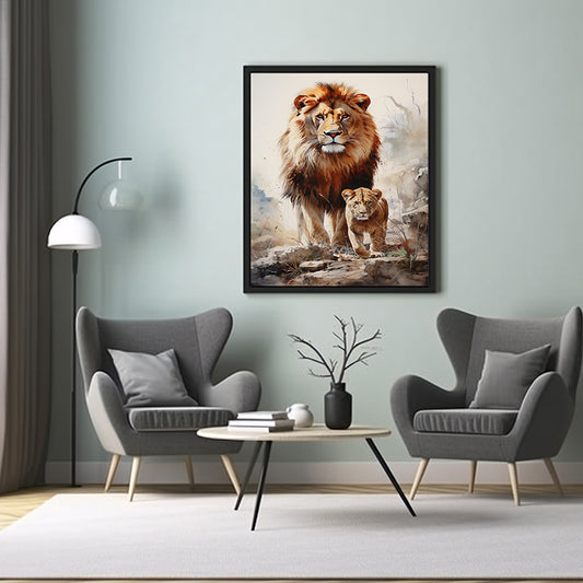 Safari Lions Unleashed Art Prints, Jungle Print Wildlife Art Decor, Lion Poster
