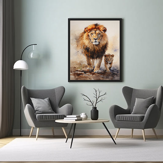 Captivating Lions: Safari Posters, Safari Animal, Wildlife Art Poster Print