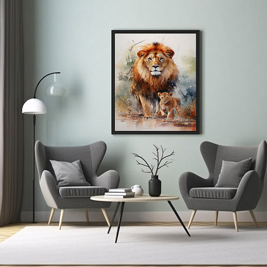 Lion Majesty Safari Art Prints, Jungle Print Wildlife Art Decor, Lion Print Poster