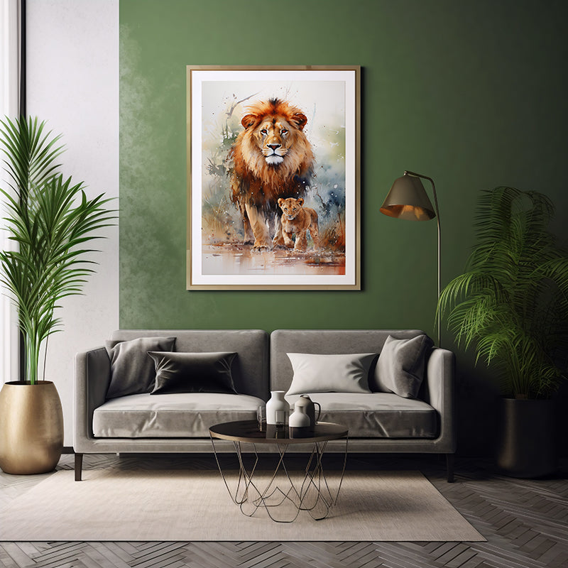 Lion Majesty Safari Art Prints, Jungle Print Wildlife Art Decor, Lion Print Poster
