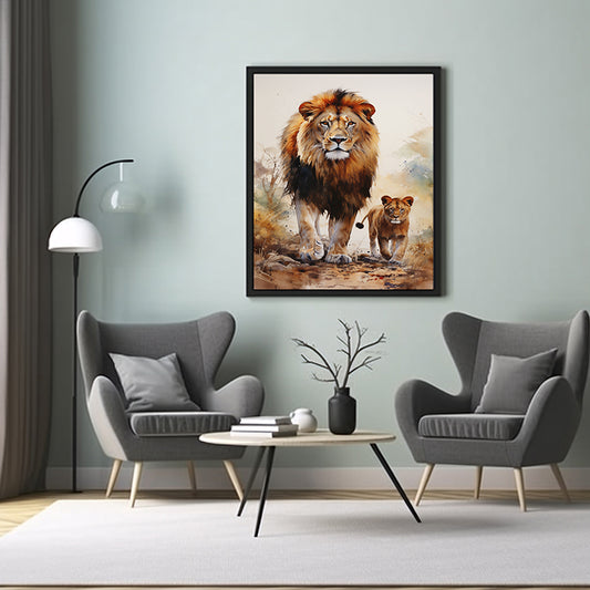 Wild Beauty Lion Art Prints, Jungle Print Wildlife Art Decor, Lion Art Print