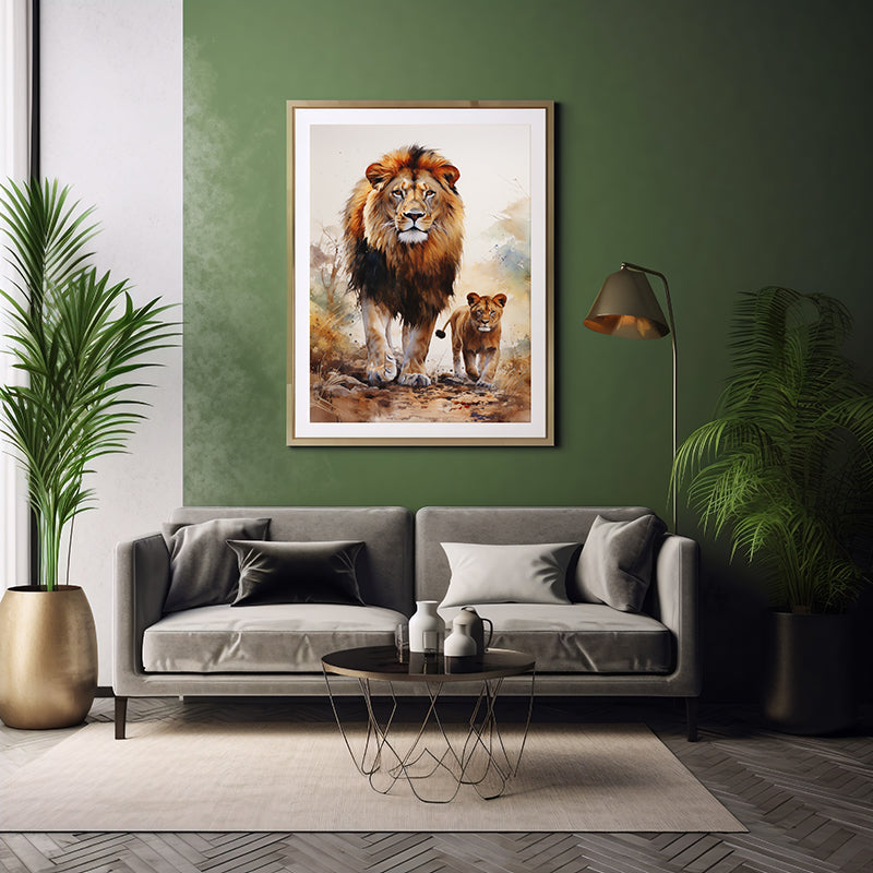Wild Beauty Lion Art Prints, Jungle Print Wildlife Art Decor, Lion Art Print