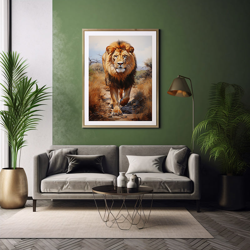 Jungle Royalty: Lion Art Posters, Safari Animal, Lion Art Print Poster