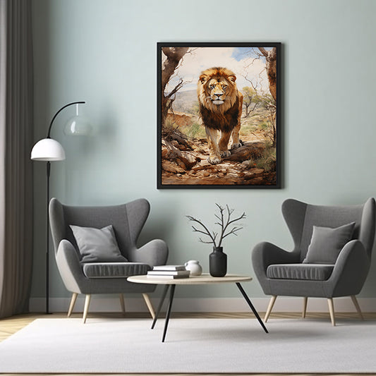 Safari Pride Lion Art Prints , Safari Animal, Jungle Print, Lion Art Poster Print