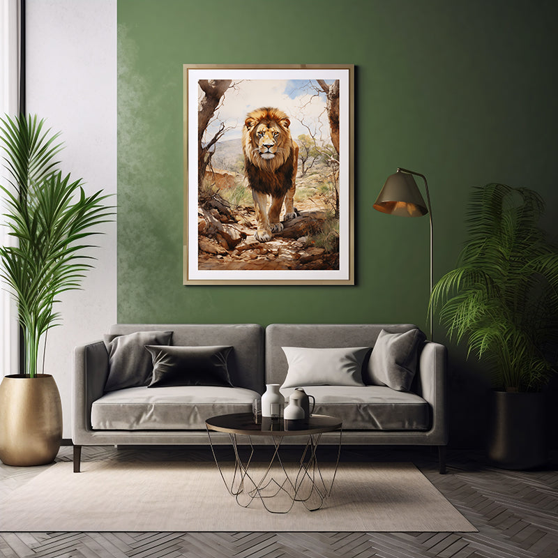 Safari Pride Lion Art Prints , Safari Animal, Jungle Print, Lion Art Poster Print