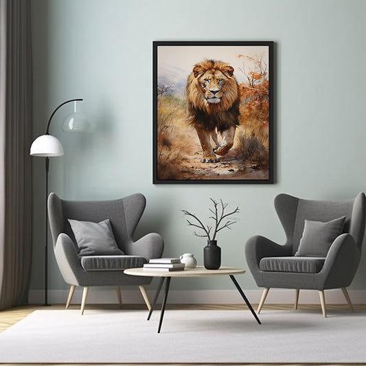 Roaring Elegance Lion Posters, Safari Animal, Jungle Print, Lion Art Poster Print