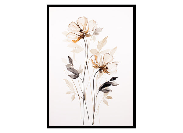Delicate Stems Floral Line Drawings Flower Wall Art Decor Print Poster