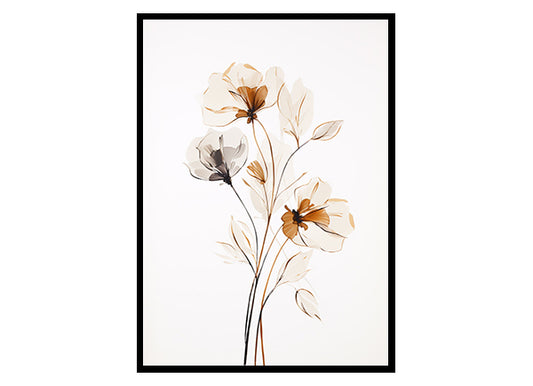 Whimsical Blooms Floral Line Drawing Art Prints Flower Wall Art Print Poster