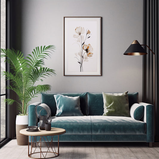 Graceful Petals Floral Line Art Prints Flower Wall Art Print Poster