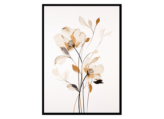 Botanical Harmony Elegant Floral Line Drawings, Flower Wall Print Poster