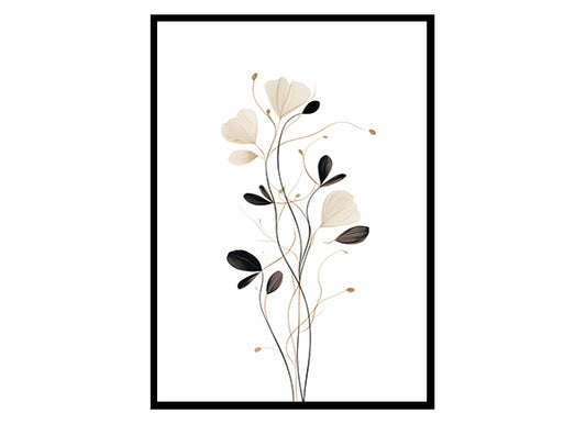Blossom Dreams Floral Line Drawing Art  Flower Wall Art Print