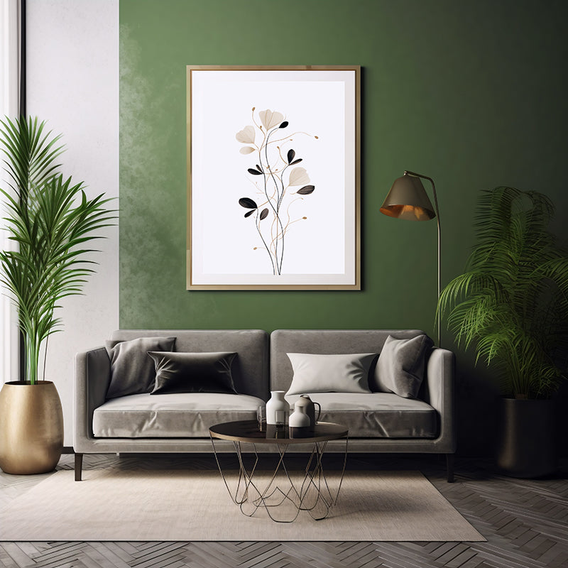 Blossom Dreams Floral Line Drawing Art Flower Wall Art Print