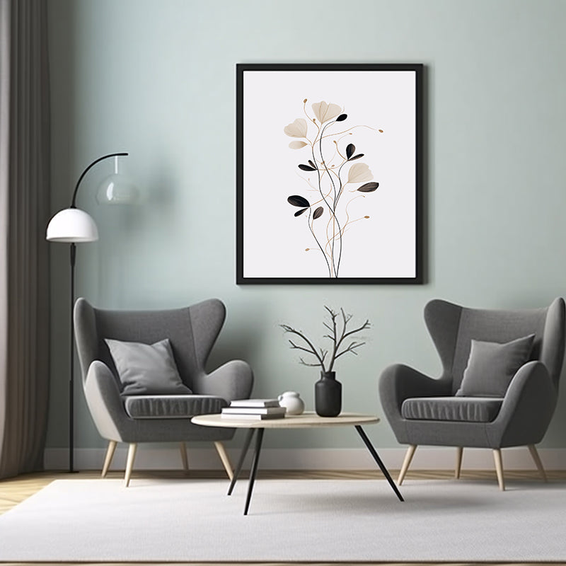 Blossom Dreams Floral Line Drawing Art Flower Wall Art Print
