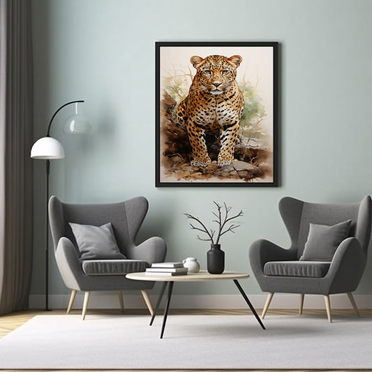 Leopard Elegance Safari Art Prints, Wildlife Art, Leopard Art Poster