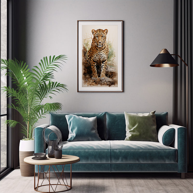 Leopard Elegance Safari Art Prints, Wildlife Art, Leopard Art Poster