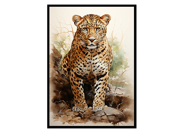 Leopard Elegance Safari Art Prints, Wildlife Art, Leopard Art Poster