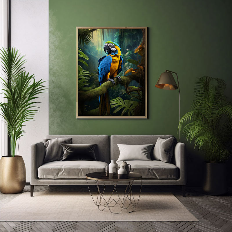 Macaw Parrot Jungle Bird Poster Wall Art Print Exotic Tropical Bird Poster