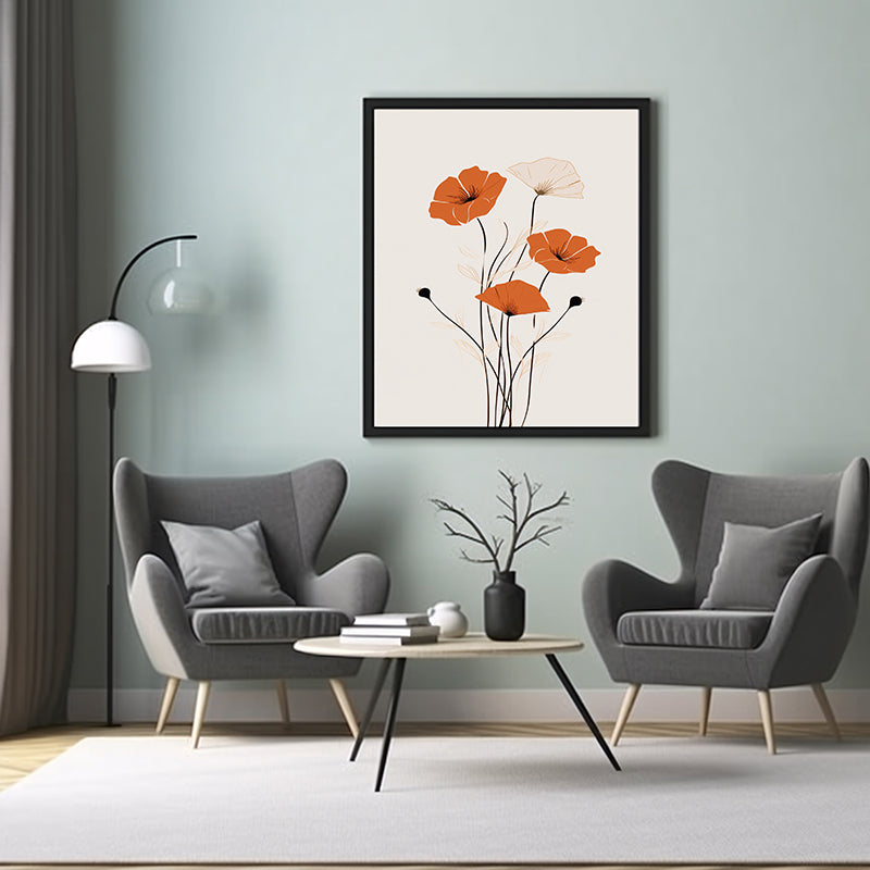 Chic Botanics Floral Line Drawings Nature-inspired Art, Flower Wall Art Decor