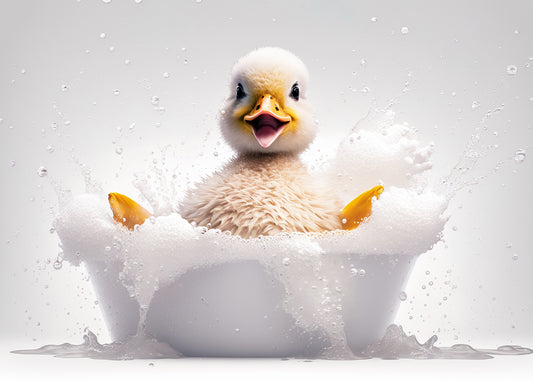 Baby Duck in Bath Digital Nursery Bedroom Artwork Wall Art Decor Poster Prints