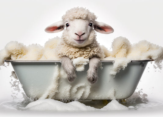 Baby Sheep in Bath Digital Nursery Bedroom Artwork Wall Art Decor Poster Prints