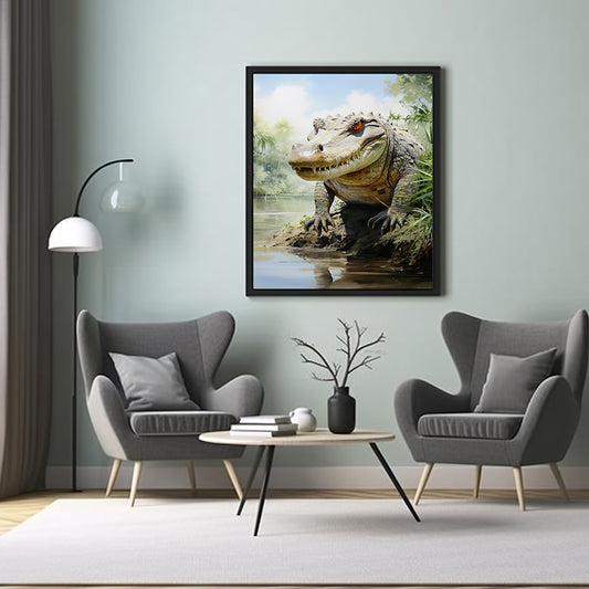 Safari Strength: Crocodile Art Prints, Jungle Print,  Wildlife Art Poster