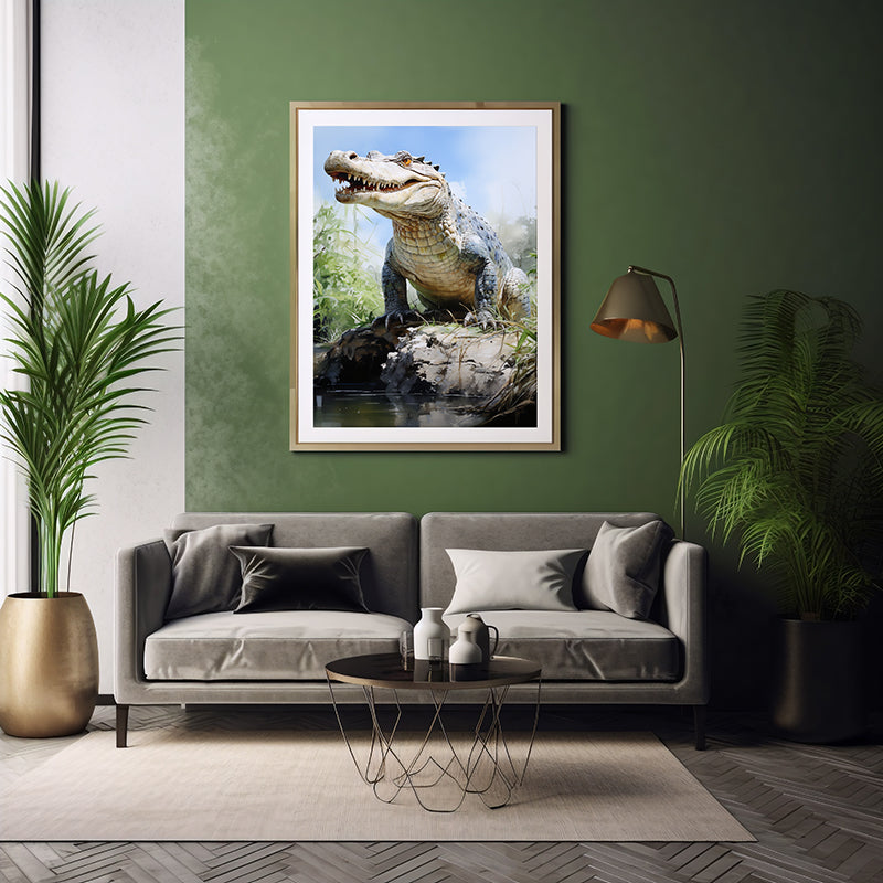 Safari Crocs Unleashed: Art Printsl, Jungle Poster, Wildlife Art, Croc Art Print