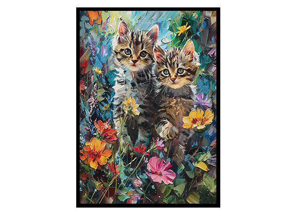 Kittens at Play in the Garden Wall Art Decor Poster Print