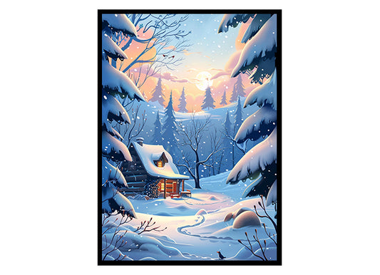 Winter with Woodland Animals Wall Art Decor Poster Print