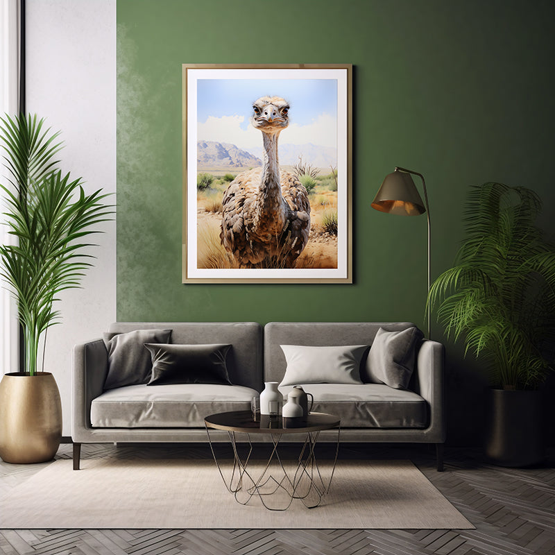 Ostrich Royalty: Safari Art Prints, Wildlife Art, Ostrich Art Print